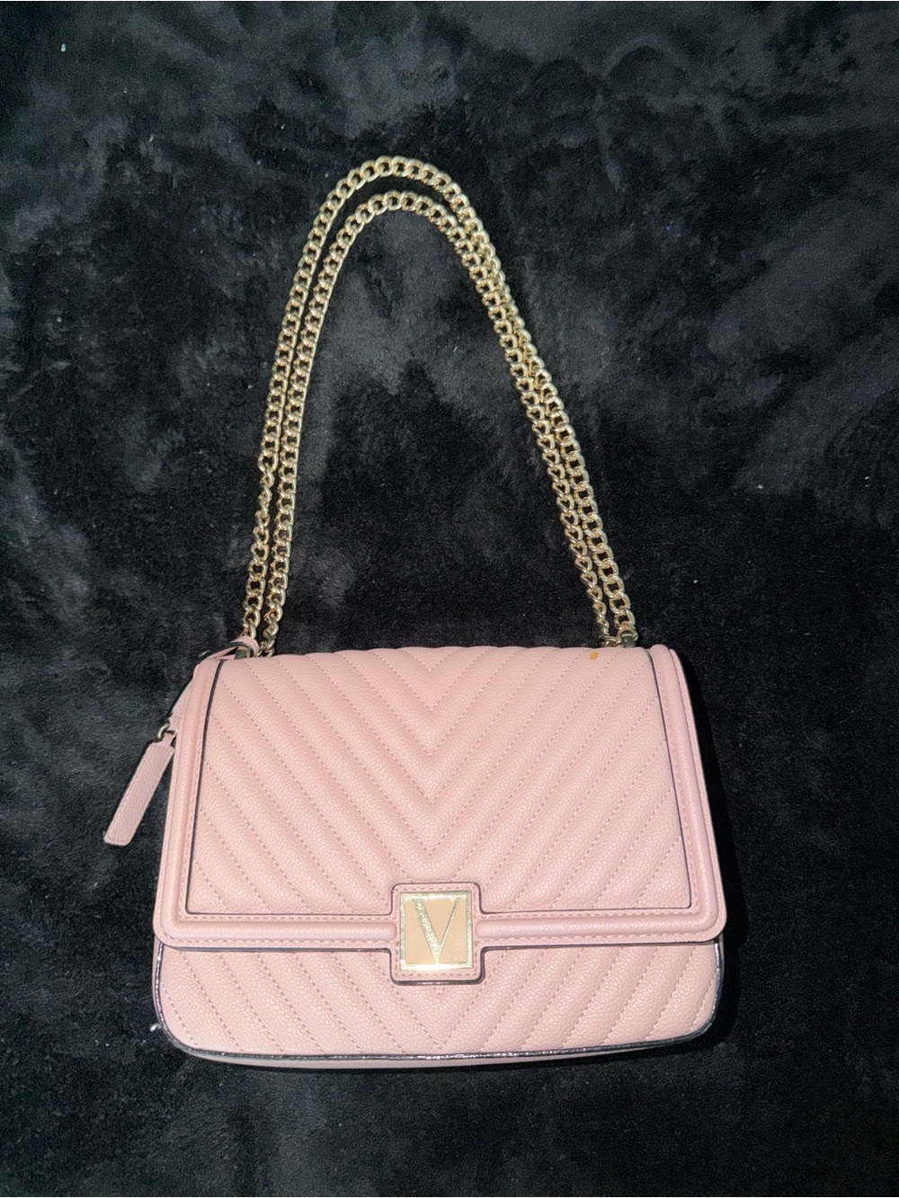 Victoria's Secret Blush Quilted Shoulder Bag with Gold Chain